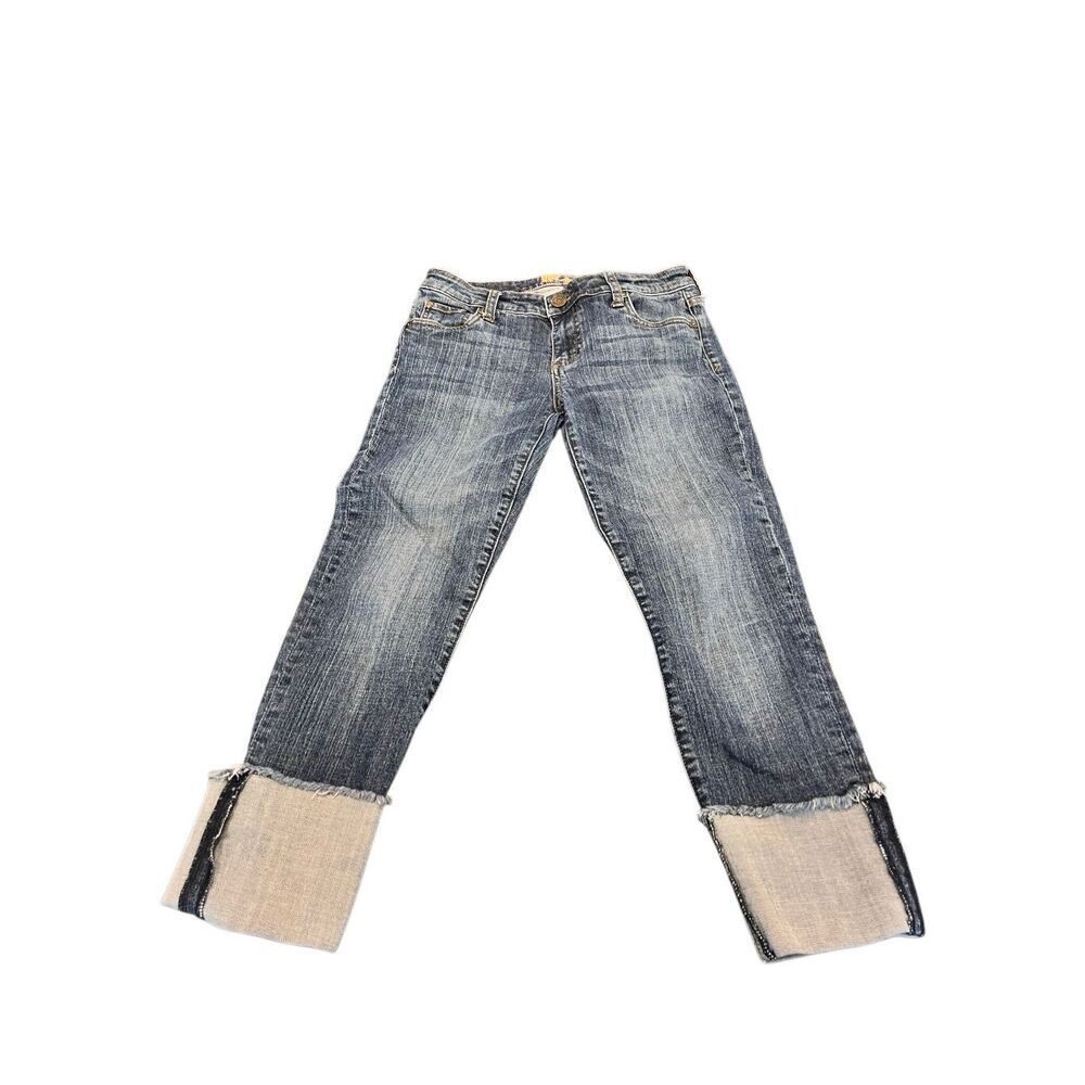 KUT from the Kloth Women's Cameron Cuff Hem Denim Straight Leg Jeans Blue Size 2